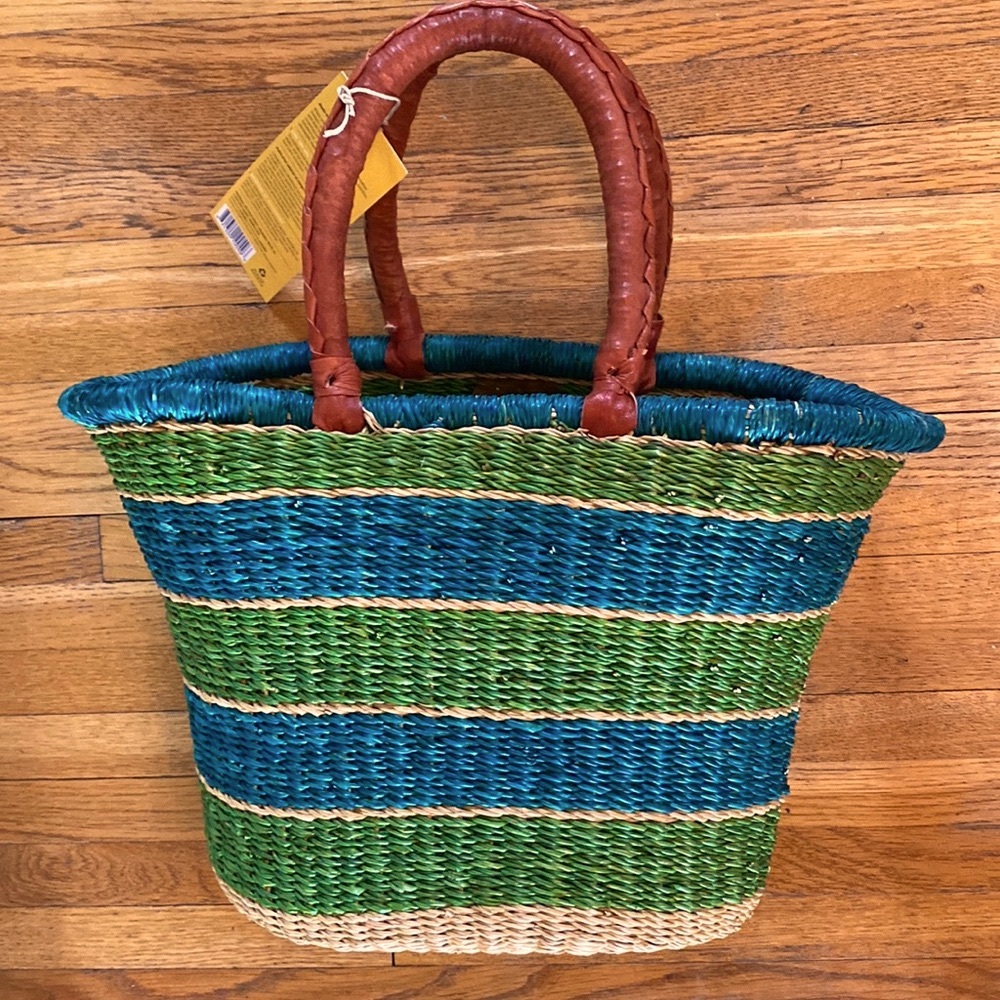 NWT African Handwoven Basket Bag